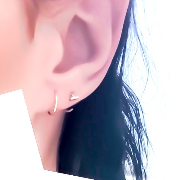 RESTOCKED! Tiny Cute Bar End Hug Half Hoop Threader Earrings Ear Jackets - Picture 9 of 12